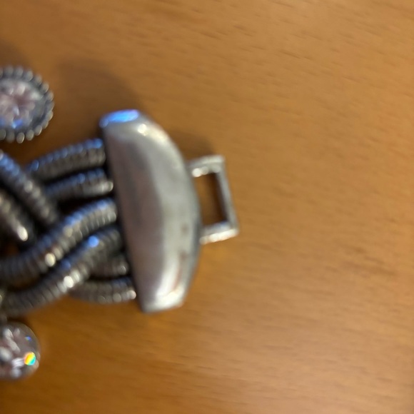 Vintage Silver Braided Charm Bracelet with Floral Accents - Picture 4 of 4